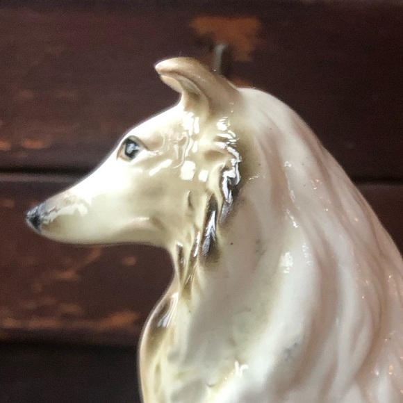 VINTAGE Rough Collie Dog Figurine Collectible/ Cake Top- Hand Painted Bone China - Picture 8 of 14